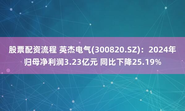 股票配资流程 英杰电气(300820.SZ)：2024年归母净利润3.23亿元 同比下降25.19%